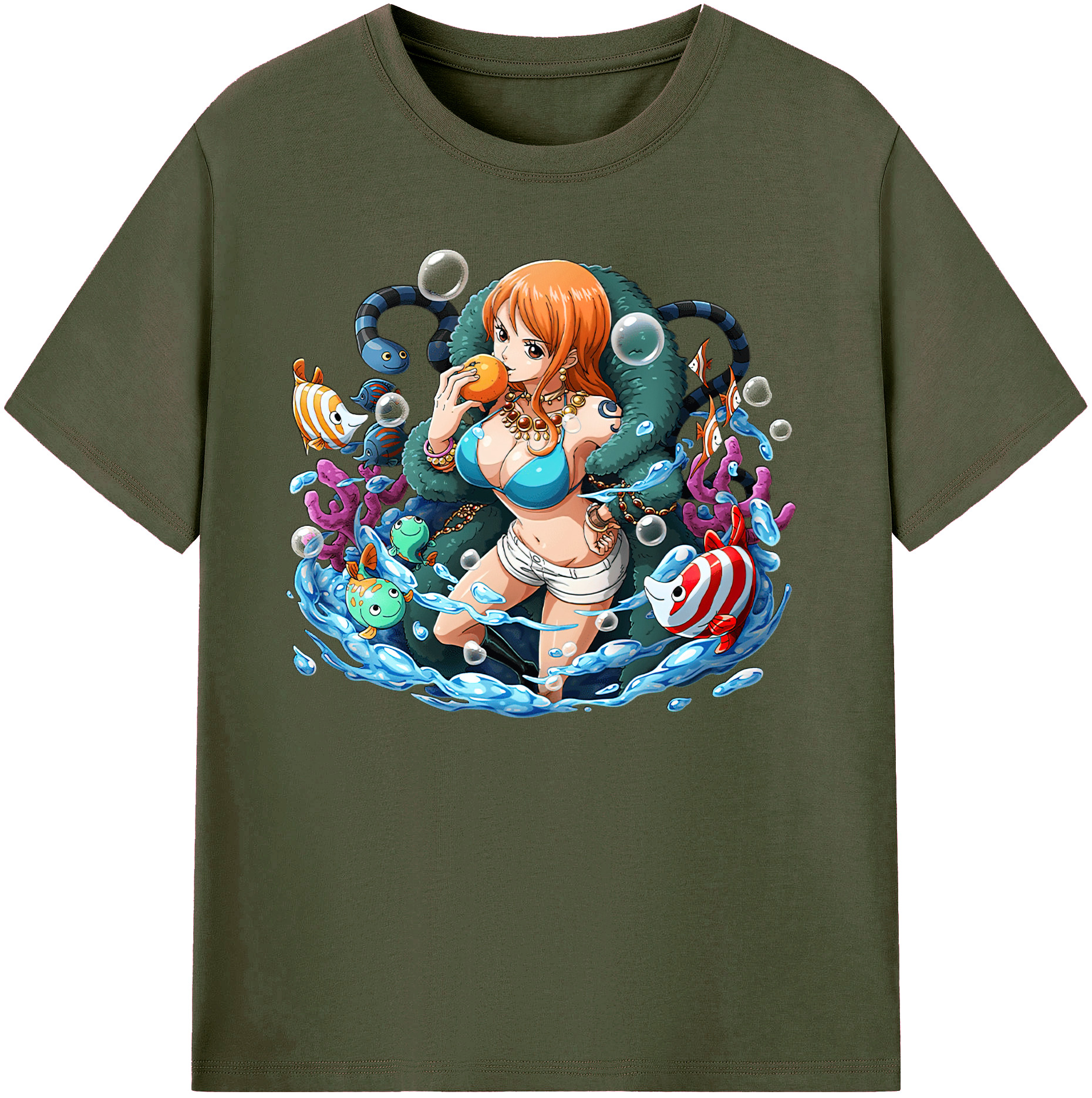 （画像用） ワンピース ナミ ONE PIECE Nami 綿100％ メンズ半袖Tシャツ｜肌触りやわらか＆通気性